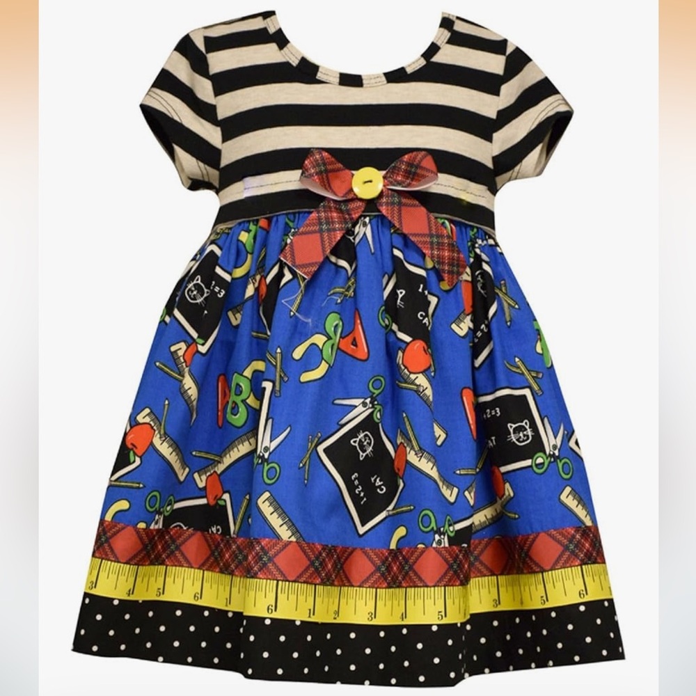 Bonnie Jean Black and White Striped Dress